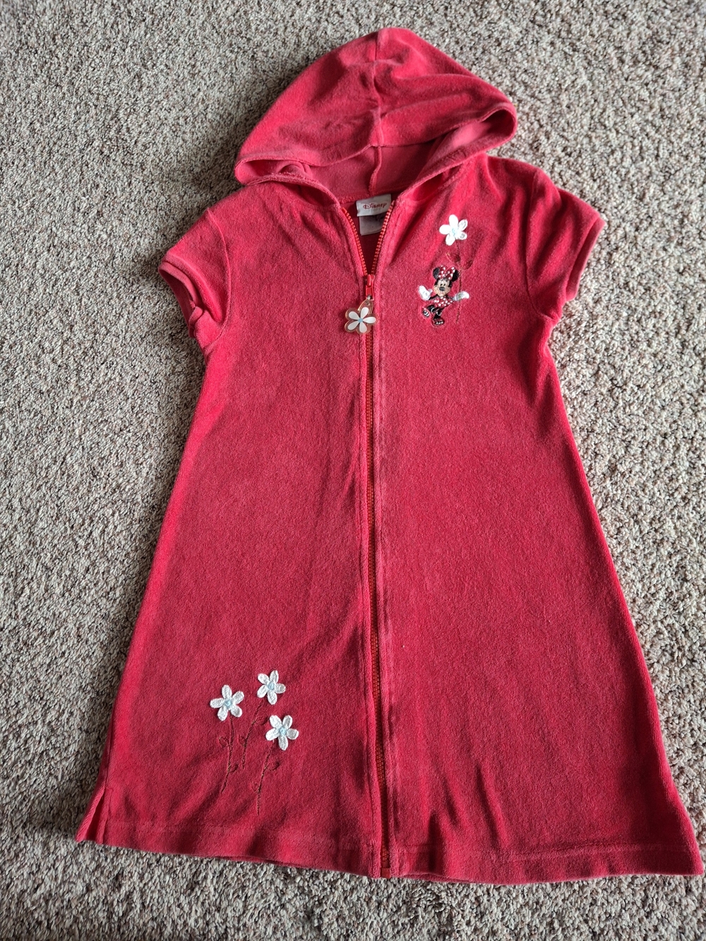 Disney Girls Pink Hooded Swim Coverup with Daisy Accents
